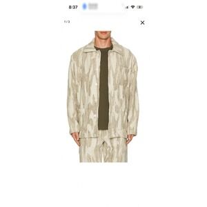 OAS Fern Dandy Linen Terry Jacket Mens Large Beige Tan Chore Coat